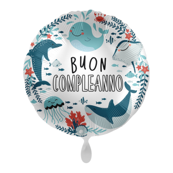 Palloncino mylar 18'' Cm. 45 - Rotondo - Buon Compleanno...
