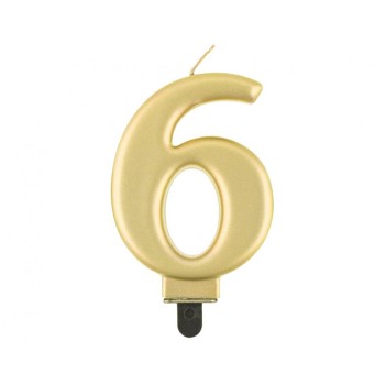 Candelina per torta metallizzata Cm. 8 - Oro Gold - Nr. 6