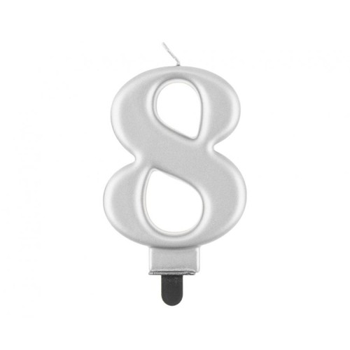 Candelina per torta metallizzata Cm. 8 - Silver...