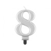 Candelina per torta metallizzata Cm. 8 - Silver - Nr. 8
