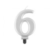 Candelina per torta metallizzata Cm. 8 - Silver - Nr. 6