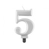 Candelina per torta metallizzata Cm. 8 - Silver - Nr. 5