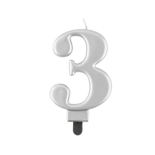 Candelina per torta metallizzata Cm. 8 - Silver...