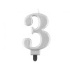 Candelina per torta metallizzata Cm. 8 - Silver - Nr. 3
