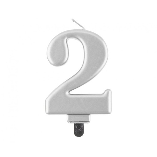Candelina per torta metallizzata Cm. 8 - Silver...