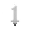 Candelina per torta metallizzata Cm. 8 - Silver - Nr. 1