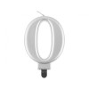 Candelina per torta metallizzata Cm. 8 - Silver - Nr. 0