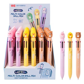 Penna 6 colori con testa animali