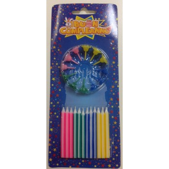 Candeline per torta classiche multicolor con base -...