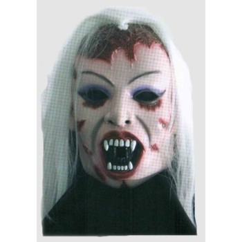 Maschera Horror lattice Strega bianca con capelli