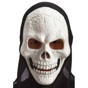 Maschera scheletro in plastica rigida con cappuccio