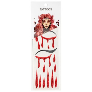 Tatuaggi viso sangue con strass 2