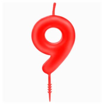 Candelina per torte Cm. 6 - Numero Rosso - Nr. 9
