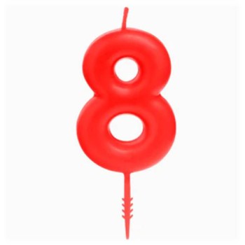 Candelina per torte Cm. 6 - Numero Rosso - Nr. 8