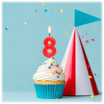 Candelina per torte Cm. 6 - Numero Rosso - Nr. 8 2