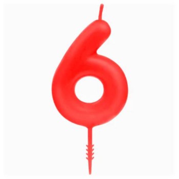 Candelina per torte Cm. 6 - Numero Rosso - Nr. 6