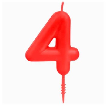 Candelina per torte Cm. 6 - Numero Rosso - Nr. 4