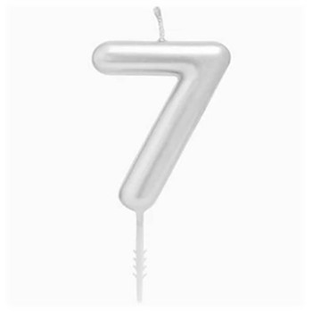 Candelina per torte Cm. 6 - Numero Argento Silver - Nr. 7