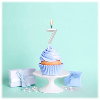 Candelina per torte Cm. 6 - Numero Argento Silver - Nr. 7 2