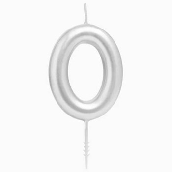 Candelina per torte Cm. 6 - Numero Argento Silver - Nr. 0