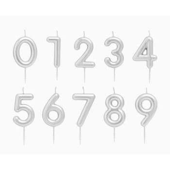 Candelina per torte Cm. 6 - Numero Argento Silver - Kit...