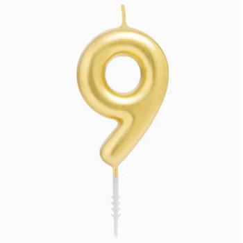 Candelina per torte Cm. 6 - Numero Oro Gold - Nr. 9