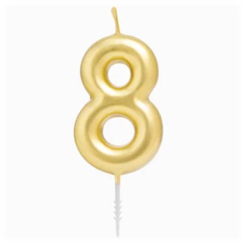 Candelina per torte Cm. 6 - Numero Oro Gold - Nr. 8