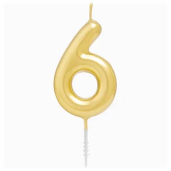 Candelina per torte Cm. 6 - Numero Oro Gold - Nr. 6