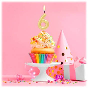Candelina per torte Cm. 6 - Numero Oro Gold - Nr. 6 2