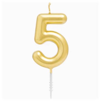 Candelina per torte Cm. 6 - Numero Oro Gold - Nr. 5