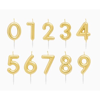 Candelina per torte Cm. 6 - Numero Oro Gold - Kit 10...