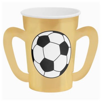 Bicchiere carta Coppa calcio con maniglie dorata 270cc. -...