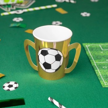 Bicchiere carta Coppa calcio con maniglie dorata 270cc. -... 2