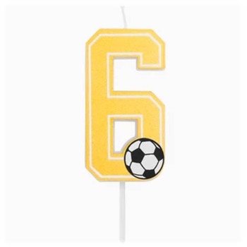 Candelina per torte Cm. 7,5 - Numero con pallone calcio -...