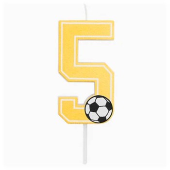 Candelina per torte Cm. 7,5 - Numero con pallone calcio -...