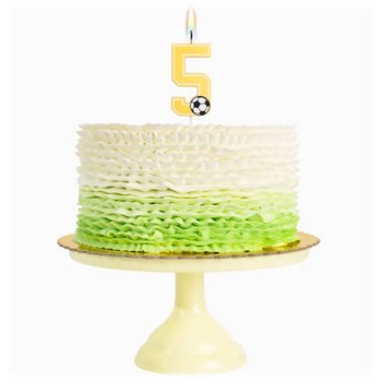 Candelina per torte Cm. 7,5 - Numero con pallone calcio -... 2