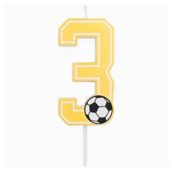 Candelina per torte Cm. 7,5 - Numero con pallone calcio -...