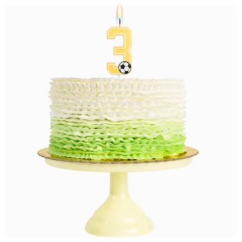 Candelina per torte Cm. 7,5 - Numero con pallone calcio -... 2