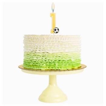 Candelina per torte Cm. 7,5 - Numero con pallone calcio -... 2