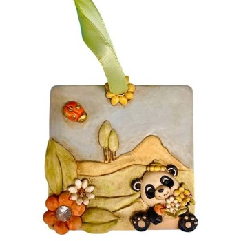 Piastrella resina Panda Cm. 8x8 con scatola regalo 2
