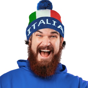 Cappello con pon pon tricolore Italia 2