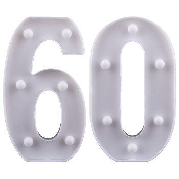 Numeri in pvc con led luminosi Cm. 24x3,5x21 - Numero 60