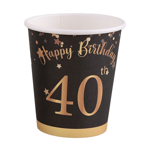 Bicchieri carta 260 ML - Happy Birthday 40th...