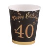 Bicchieri carta 260 ML - Happy Birthday 40th Black&Gold - Cf. 8 pezzi