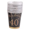 Bicchieri carta 260 ML - Happy Birthday 40th Black&Gold - Cf. 8 pezzi