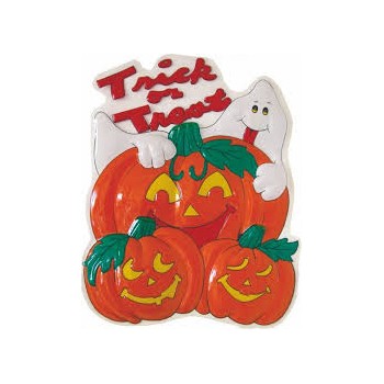 Decorazione termoformata pvc zucche con fantasma cm. 50x38