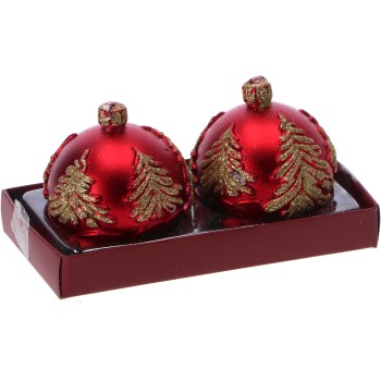Candela cera pallina natalizia Cm. 6 - Oro / Argento -...