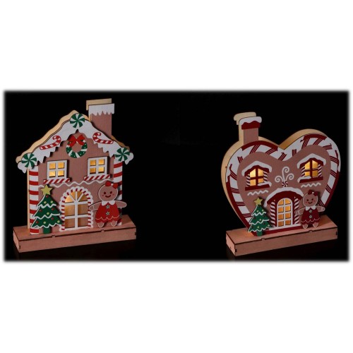 Casetta / cuore in legno con 8 led natalizio...