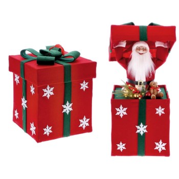 Pacco regalo con Babbo Natale e 20 led Cm. 41x41x90 2