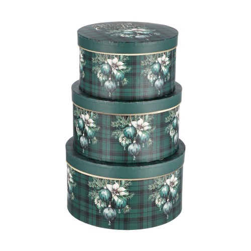 Set 3 scatole cartonate rotonde natalizie